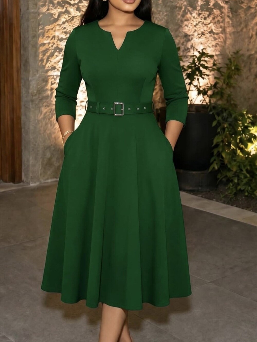 NWOT Elainone Green Fit & Flare Dress - XL